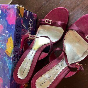 Chinese Laundry Women's Mystic High Heel Sandal Red Satin Size 8
